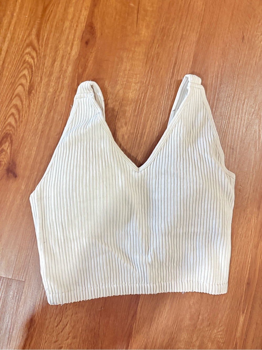 90 Degree By Reflex Ribbed V-Neck Cropped Tank Top - Cream
